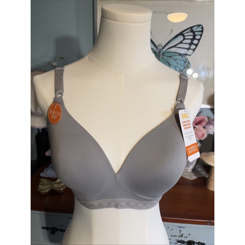 NWT Warners Ultra Soft Wire Free Bra Size 36C. Gray.